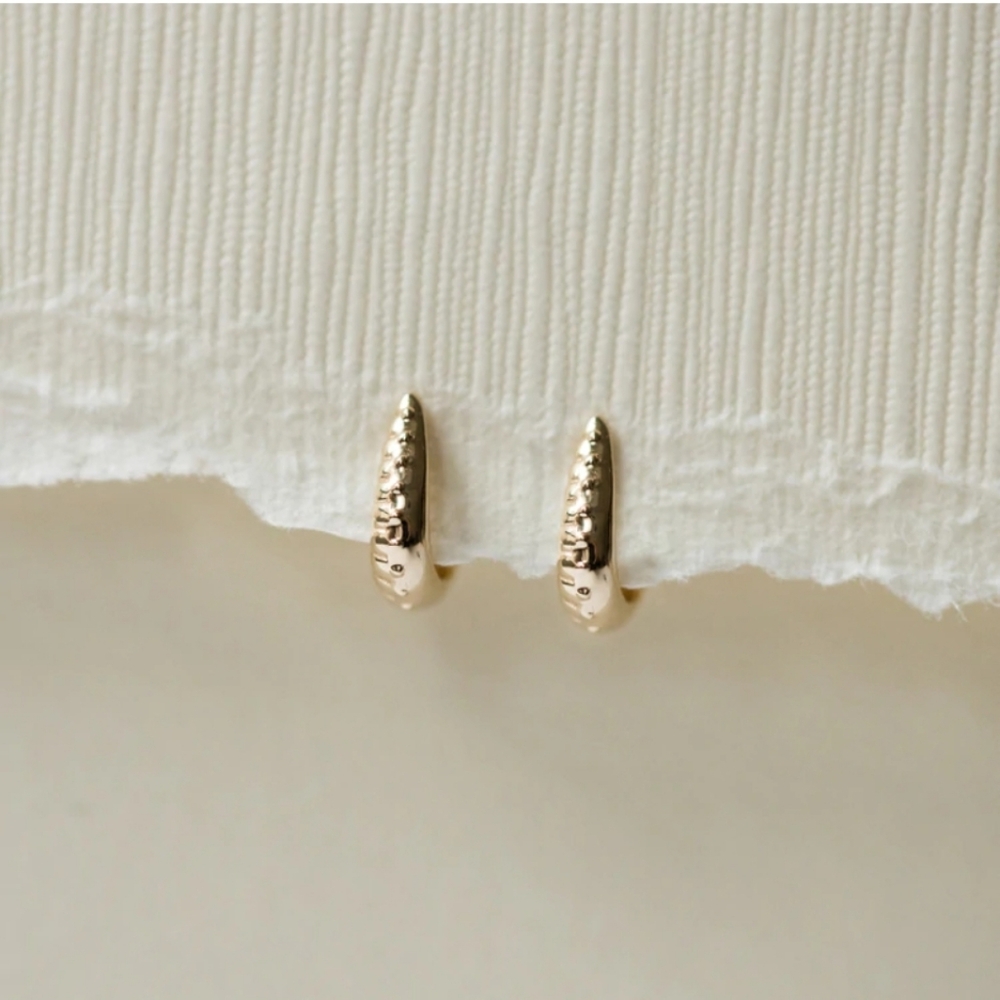 14K Solid Yellow Gold Mini Hoops